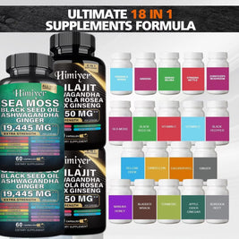 Sea Moss Shilajit Ashwagandha Black Seed Oil Set