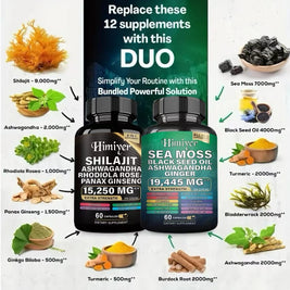Sea Moss Shilajit Ashwagandha Black Seed Oil Set